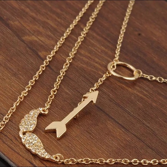 Arrow Angel Wings Dainty Multilayer Necklace - Picture 3 of 6